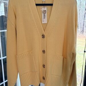 The Drop Yellow V-Neck Cardigan with Buttons